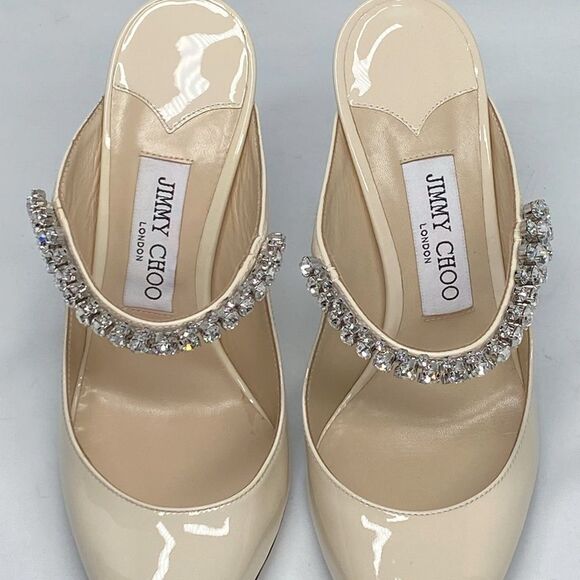 Jimmy Choo Bing 100MM Embellished Patent Leather Mules size 37 - Picture 6 of 15